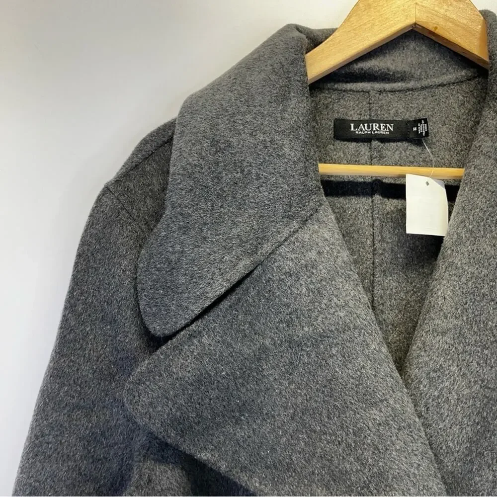 Lauren Ralph Lauren Belted Wool Blend Wrap coat gray - 14 - Picture 4 of 11